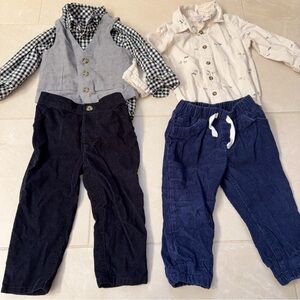 Carter's Boys Long-Sleeve Button-Down Bodysuit & Corduroy Pants 2 Sets - 18Mons